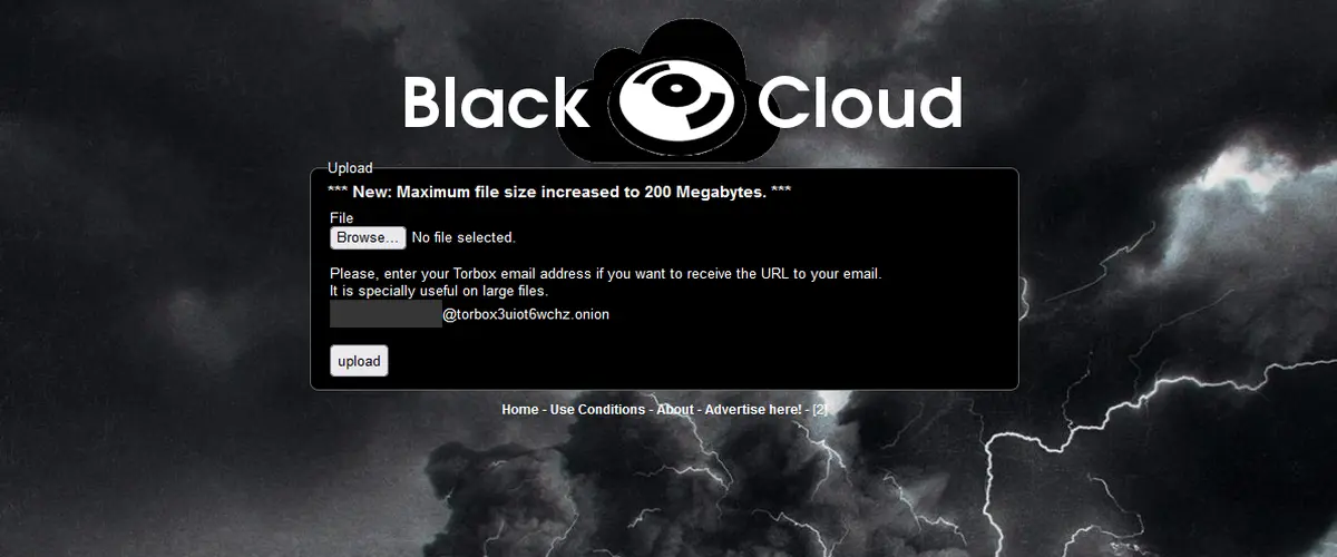 Blackcloud anonymous upload darkweb