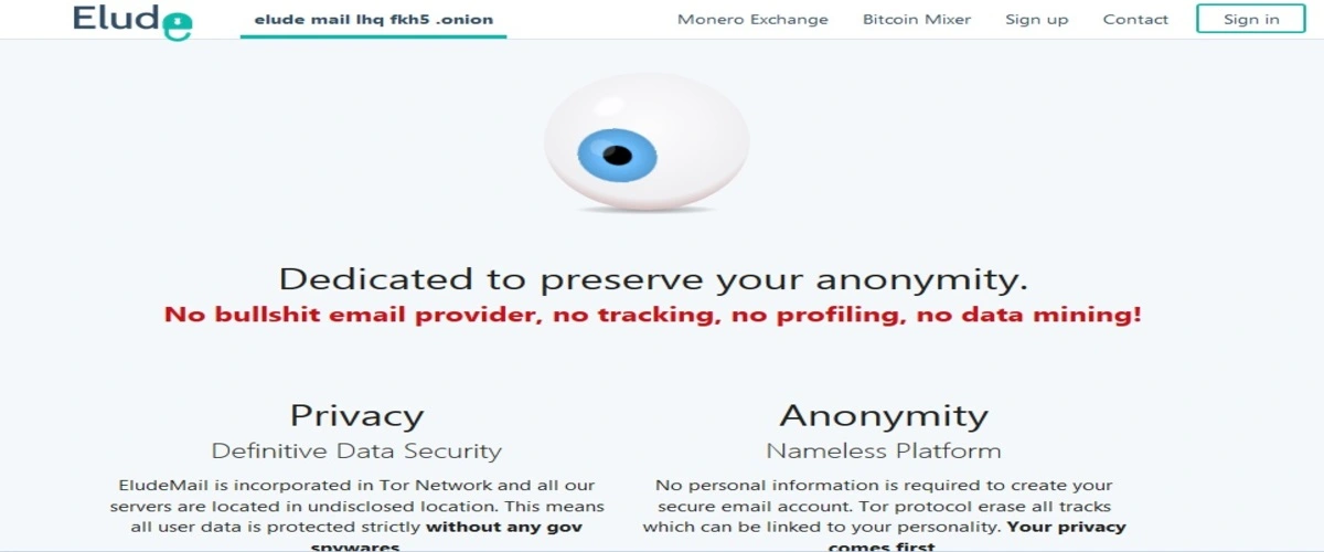 Elude anonymous email and crypto exchange