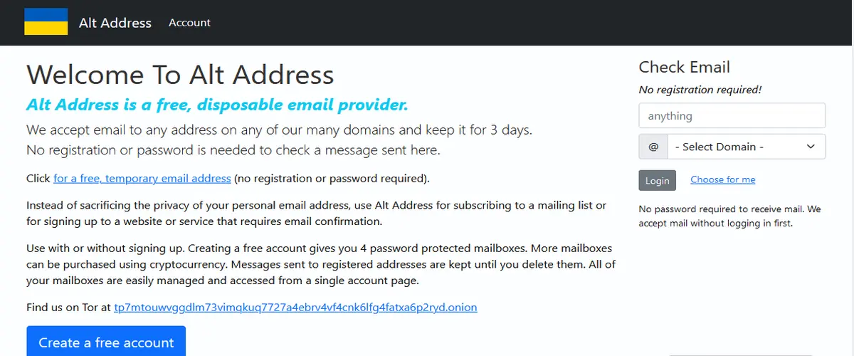 altaddress anonymous email