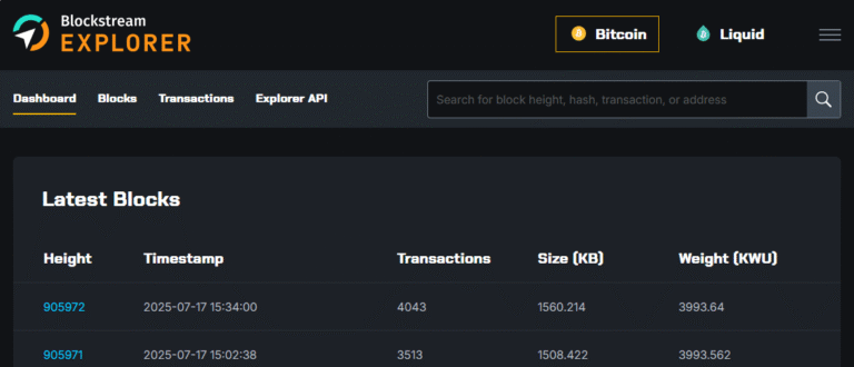 Blockstream Bitcoin Explorer